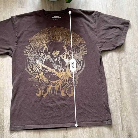 Men’s Vintage y2k Grunge Jimmi Hendrix Brown T Shirt - Picture 4 of 6